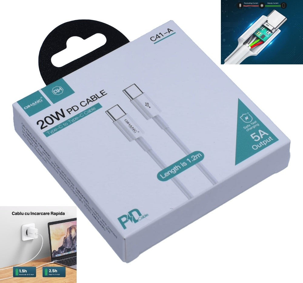 Cablu PD Fast Tip C la Tip C 1,2m/20W - Frize