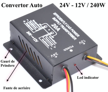 Convertor Auto de Tensiune 24V-12V DC/20A - Frize