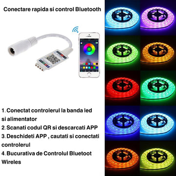 Mini Controler RGB LED cu Bluetooth QR - Frize