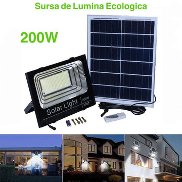Proiector 200W cu Panou Solar și Telecomanda - Frize