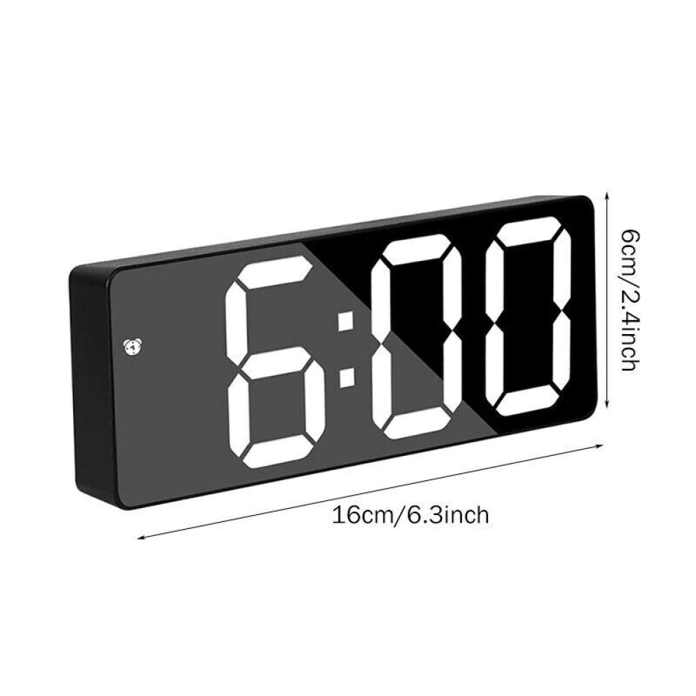 Ceas Electronic de Masa cu Lumina Led Alb, Temperatura, Alarma, Comanda Vocala, 2 Trepte de Lumina, 160 X 60 X 25 mm, Adaptor Inclus, Negru - Frize