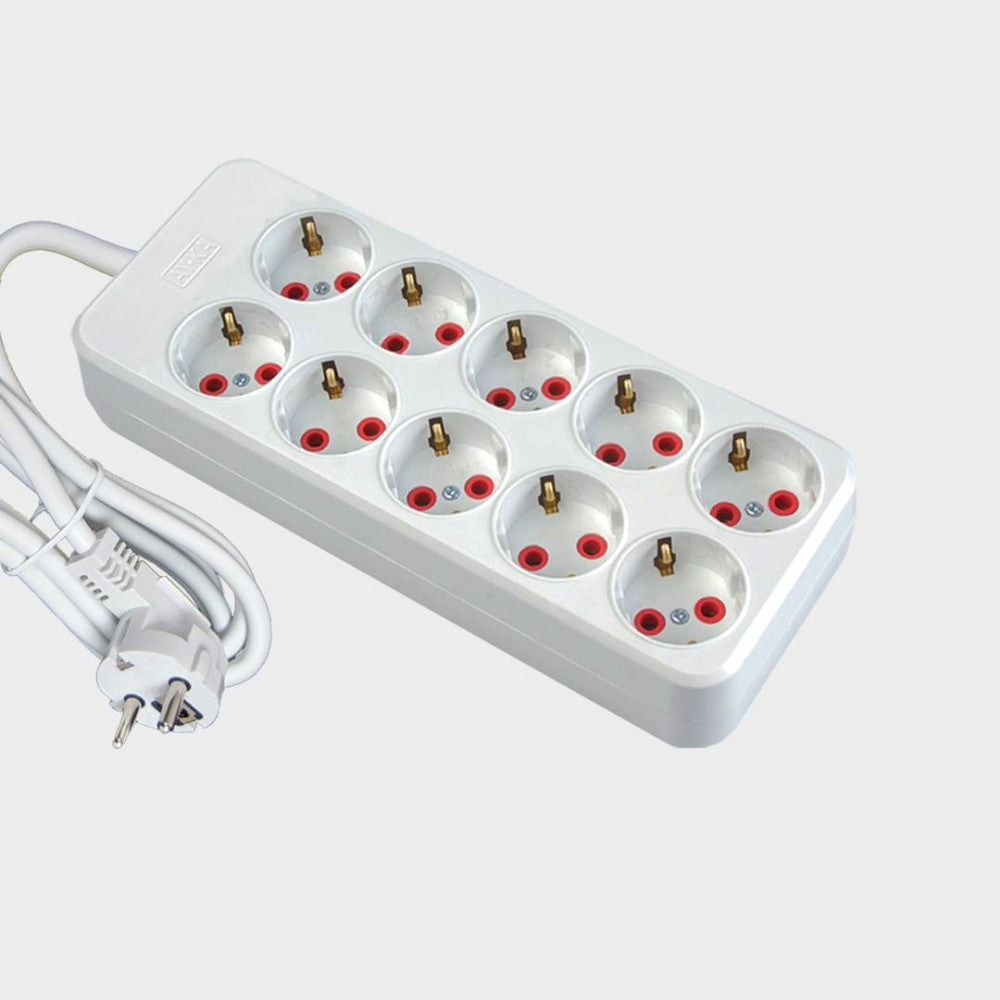 Prelungitor Electric 2M cu 10 Priza și Contact de Protecție – Cablu 3x1.5mm pentru Birou, Acasă sau Utilizare Comercială