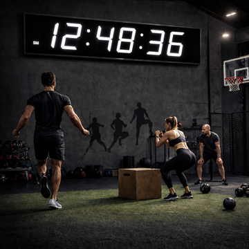 Ceas Digital Mare de Masă și Perete 100cm cu Afișaj LED Alb – Cronometru, Alarma și Telecomandă, Ideal pentru Săli de Sport și Birouri