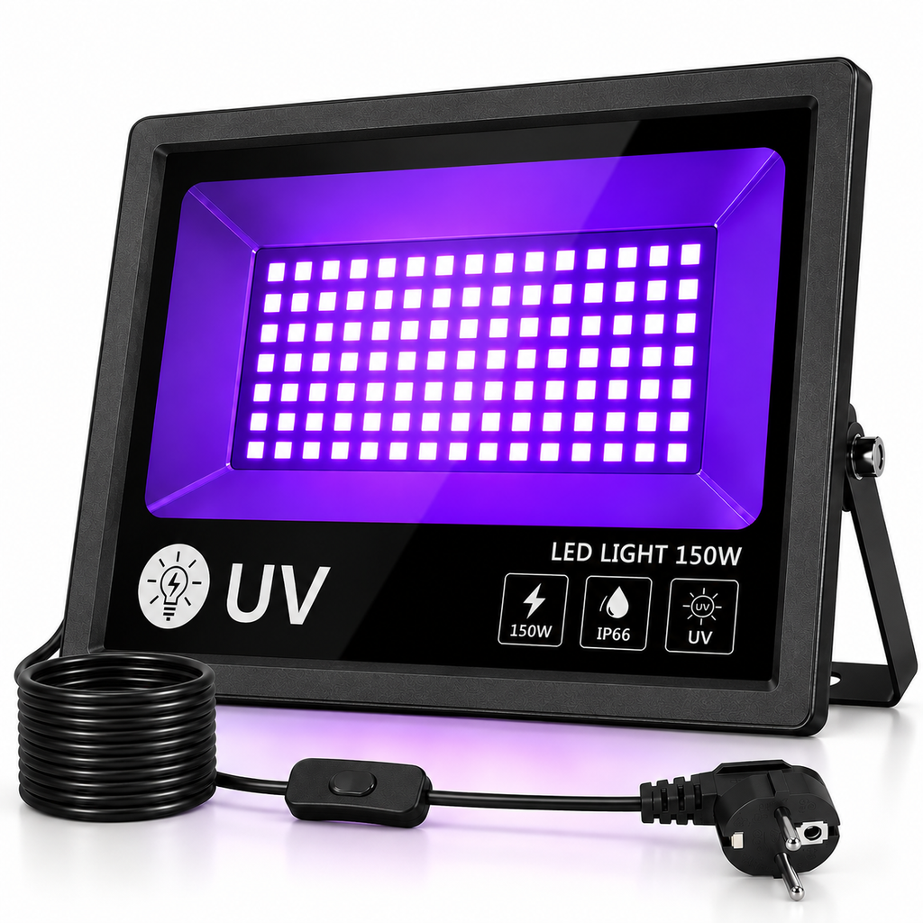 Proiector LED UV 150W IP66 – Lumină Ultravioletă pentru Petreceri, Cluburi, Evenimente, Fluorescență și Efect Black Light