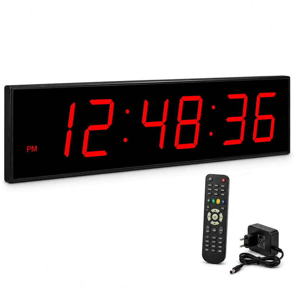 Cronometru Digital LED 50cm cu Telecomandă – Ceas Mare cu Afișaj Roșu pentru Sală de Sport, Birou sau Utilizare Acasă