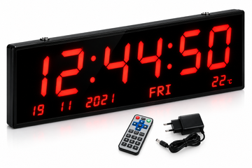 Ceas Digital LED de Perete VTM. JH7526, 75 × 26 × 4 cm, Afișaj Roșu, Ora, Data, Ziua și Temperatura, Telecomandă