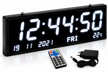 Ceas Digital LED VTM. JH7526, Cifre Albe, 75 x 26 x 4 cm, Telecomandă, Temperatură, Dată, Ziua Săptămânii, Luminozitate Reglabilă, Alimentare 5V