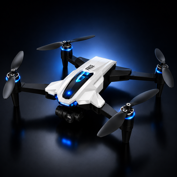Dronă Pliabilă Frize SKY-769 cu Cameră 4K Ultra HD, Evitare Obstacole, Rotație 360°, Lumini RGB și Geantă