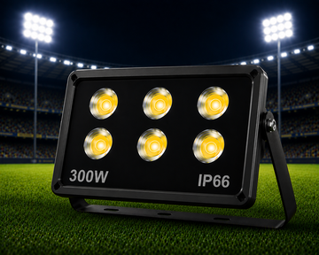 Proiector LED Profesional 300W IP66 pentru Stadioane și Terenuri Sportive, Iluminare Puternică de Exterior, 6 Module LED și Suport Reglabil