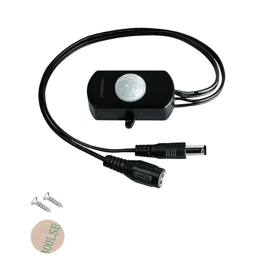 Senzor de Miscare si Comutator de Lumina, Temporizator, Comutator Automat in Infrarosu, Pornire Oprire Lumina in Aer Liber cu Mufa DC, 5V 12V 24V, Negru - Frize