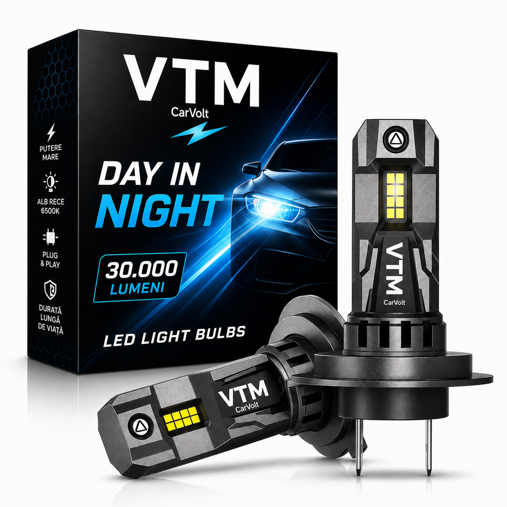 Becuri LED Auto H7 300W 30.000LM  – Set LED Plug & Play