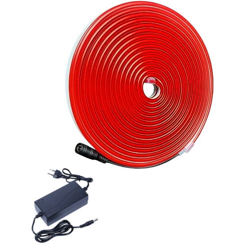 Neoncsík sötétvörös LED-del, beltéri/kültéri, vízálló, adapterrel, 5M