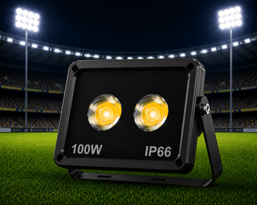 Proiector LED Profesional 100W IP66 pentru Stadioane și Terenuri Sportive, Iluminare Puternică de Exterior, 2 Module LED și Suport Reglabil