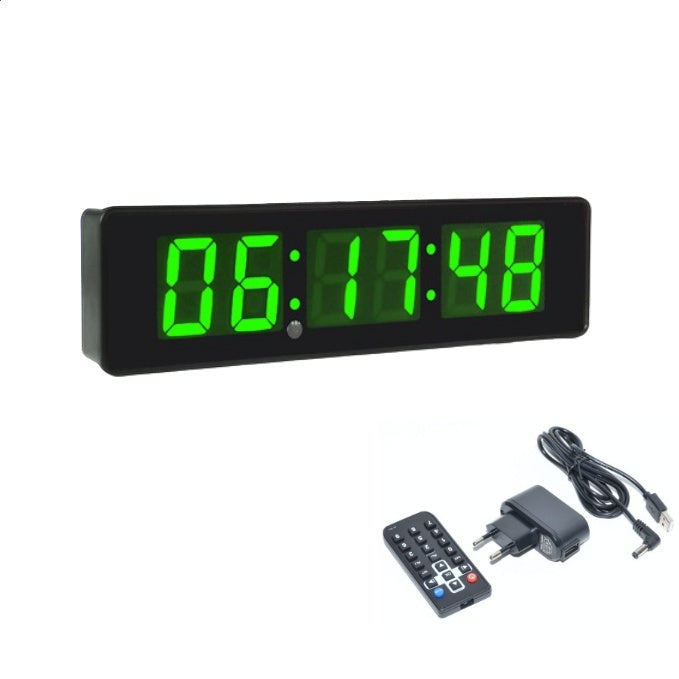 Ceas Digital de Masa si de Perete cu Lumina Led Verde, Cronometru, Timer, Alarma, Luminozitate Adjustabila, 34x9cm
