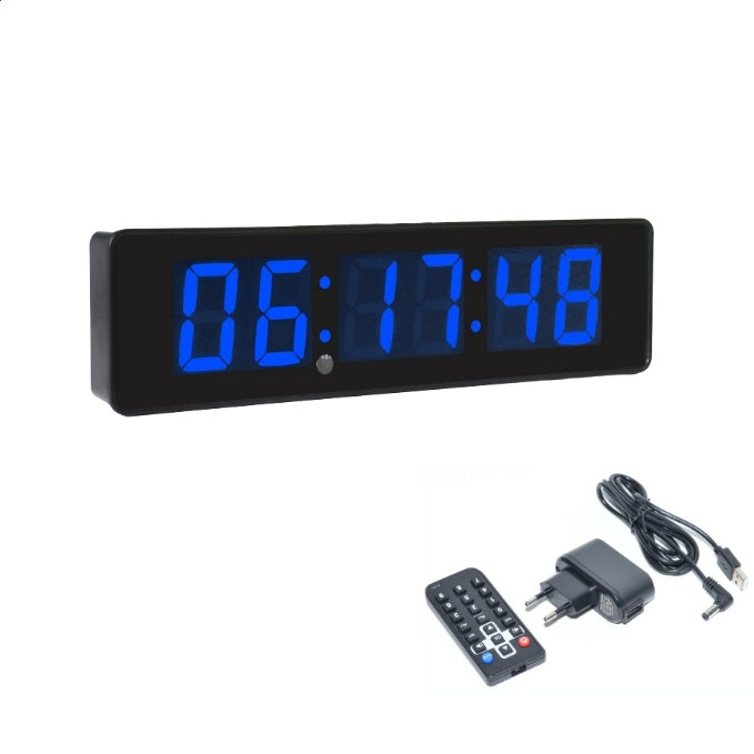 Ceas Digital de Masa si de Perete cu Lumina Led Albastru, Cronometru, Timer, Alarma, Luminozitate Adjustabila, 34x9cm