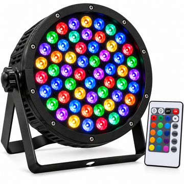 Proiector LED PAR RGB 54 LED x 1W, 54W, DMX512, Telecomandă, Activare la Sunet, Mod Automat, Stroboscop, Master-Slave, AC 90–240V