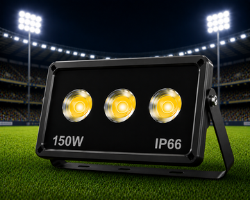 Proiector LED Profesional 150W IP66 pentru Stadioane și Terenuri Sportive, Iluminare Puternică de Exterior, 3 Module LED și Suport Reglabil