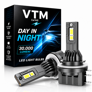 Becuri LED Auto H15 Premium VTM – 30.000 Lumeni, 6500K Alb Rece, Plug & Play – Set 2 Bucăți