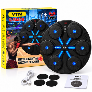 Aparat Inteligent de Box VTM. Q-BM58 – 6 Zone de Lovire, Lumini LED, Muzică, Antrenament Reflexe și Coordonare, Montare pe Perete