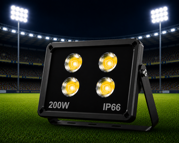 Proiector LED Profesional 200W IP66 pentru Stadioane și Terenuri Sportive, Iluminare Puternică de Exterior, 4 Module LED și Suport Reglabil