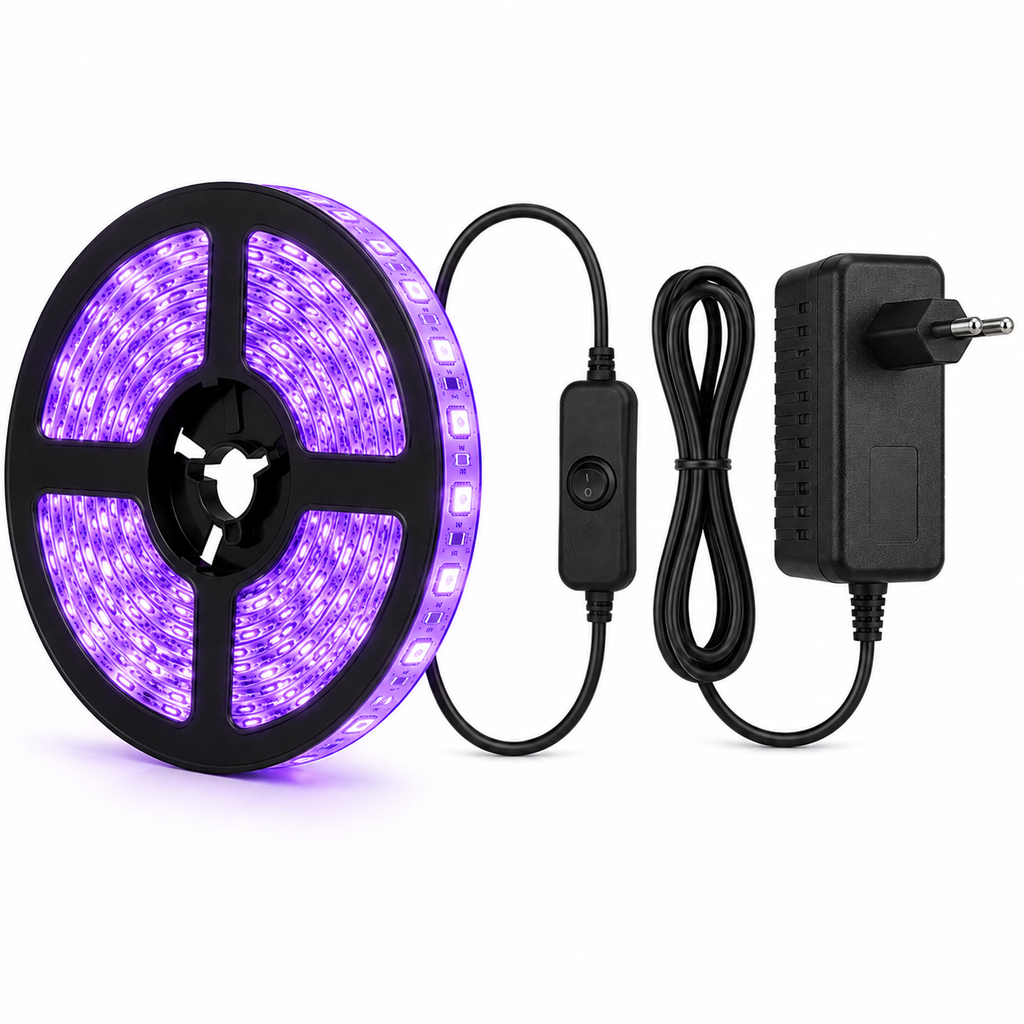 Banda LED UV Blacklight 5M, 12V, 60 LED/m, IP20, pentru Petreceri, Decor, Interior