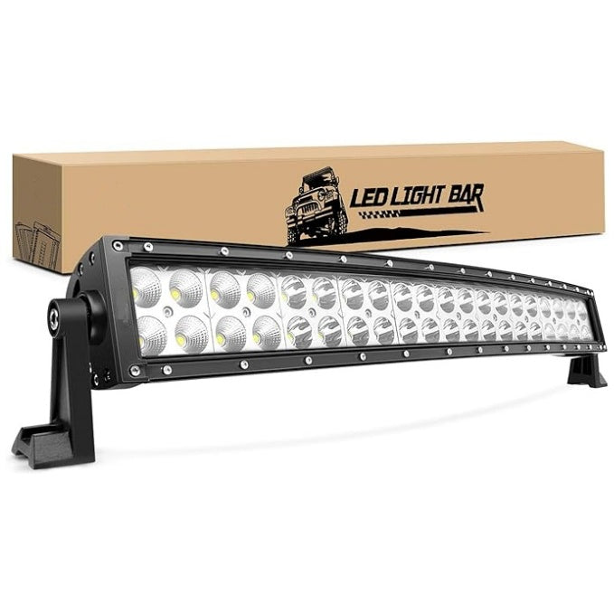 Hajlított Led autós projektor, 195 W, három soros árvízvédelem, Osram Led, munkalámpa vezetéshez, terepvilágítás teherautókhoz, pick-upokhoz, autókhoz, terepjárókhoz, terepjárókhoz, UTV-khez, csónakokhoz, 106 cm