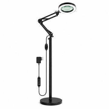 Lampă LED Profesională cu Lupă 10X, Iluminare LED Reglabilă, Braț Articulat și Suport Stabil pentru Cosmetică, Electronică, Manichiură și Lucrări de Precizie