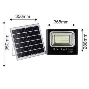 Proiector LED 200W cu Panou Solar Monocristalin și Telecomandă – Iluminare Externă 6500K pentru Grădină, Terasă sau Spații Comerciale