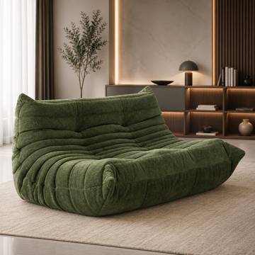 Canapea Tip Bean Bag Frize Verde cu Spumă Densă, Design Ergonomic, 130x100x70 cm