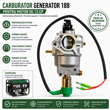 Carburator Generator 188 pentru Motor de 13 CP – Componente de Înaltă Performanță pentru Generatoare și Motoare cu Ardere Internă