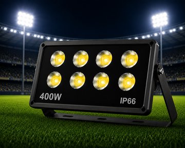 Proiector LED Profesional 400W IP66 pentru Stadioane și Terenuri Sportive, Iluminare Puternică de Exterior, 8 Module LED și Suport Reglabil