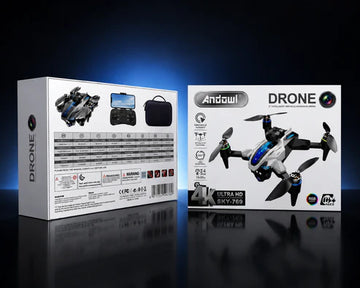 Dronă Pliabilă cu Cameră 4K Ultra HD, Rază Control 2–3 km, Evitare Obstacole, Rotație 360°, Altitude Hold, Lumini RGB și Geantă de Transport - Negru