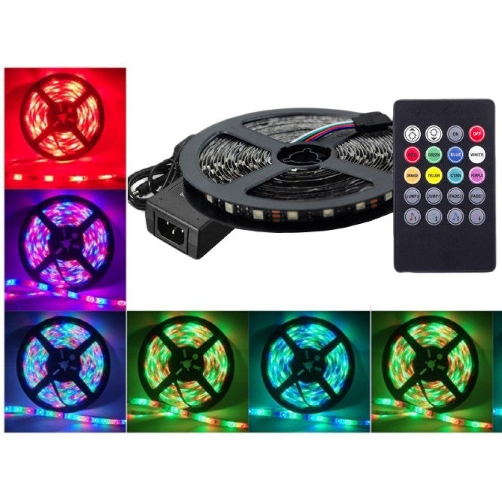 LED szalag 12V Rgb, 14,4W/m, IP20, 60Led/m, 5050, zenével