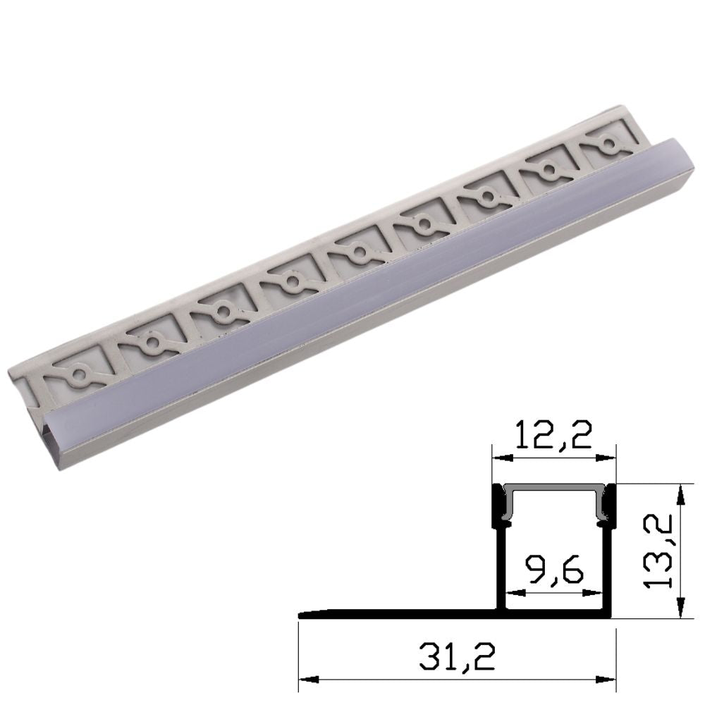 Profil Aluminiu pentru Rigips 2m - Perete Terminal 31.2x13.2mm pentru Construcții Interioare și Finisaje