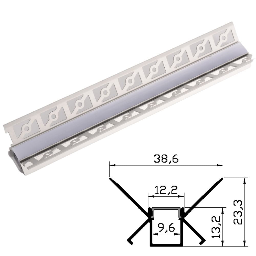 Profil Aluminiu pentru Rigips 2m colt interior 38.6x23.3mm
