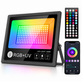 Intelligens RGBCW LED projektor, Alkalmazás, UV fény, Beltéri/Kültéri, Vízálló, Internetes telefon vezérlés, Zene szinkronizálás, Távirányító, Fény programozási mód, 100 W, Fekete 