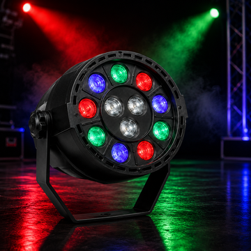 Proiector LED PAR Profesional cu 12 LED-uri RGBW, Control DMX512, Sound Active, Stroboscop și Master-Slave pentru Scene, Cluburi și Evenimente