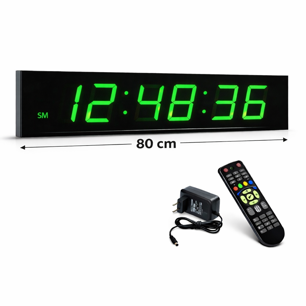 Ceas Digital Mare de Masă și Perete 70cm cu Afișaj LED Roșu, Alarmă, Cronometru și Telecomandă – Ideal pentru Săli de Sport și Birouri