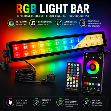 Intelligens RGBCW LED projektor, Alkalmazás, Beltéri/Kültéri, Vízálló, Internetes telefon vezérlés, Távirányító, Fény programozási mód, 48W, Fekete