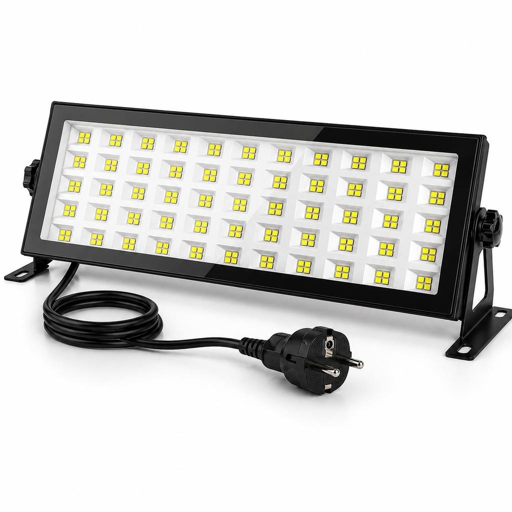 Proiector LED Negru 96W cu Lumină Rece - Rezistent la Apă pentru Utilizare Interioară și Exterioară