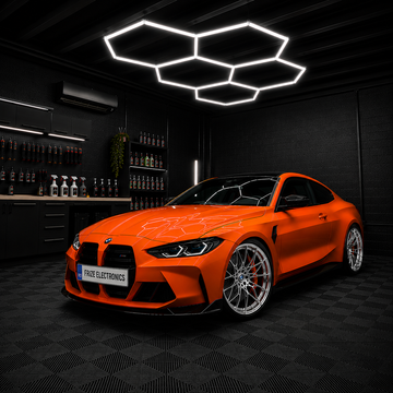 Kit Complet 5 Hexagoane LED Honeycomb T5 144W – Sistem Iluminare Modulară pentru Service, Garage și Detailing Auto, 440mm