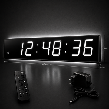 Ceas Digital Mare de Masă și Perete 80cm cu Afișaj LED Alb, Alarmă, Cronometru și Telecomandă – Ideal pentru Săli de Sport și Spații Comerciale