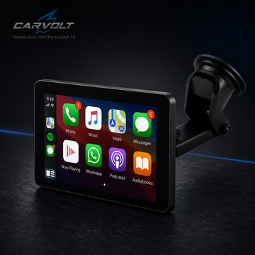 Monitor Auto Portabil 7″ Wireless Apple CarPlay & Android Auto – Ecran Multimedia Touch pentru Automobil