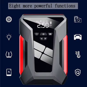 tarter Auto Portabil 1500A cu Compresor Aer Integrat, Power Bank și Lanternă LED – Jump Starter Multifuncțional 12V