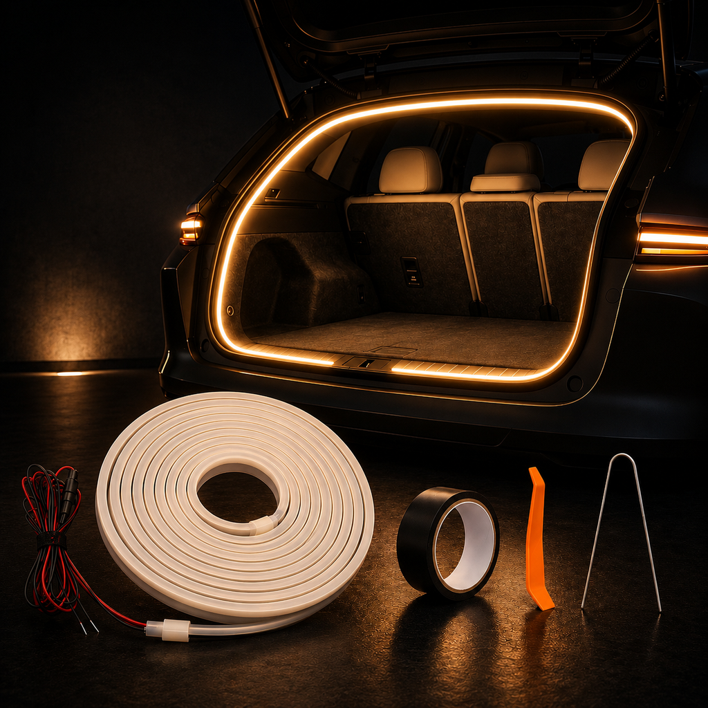 Bandă LED Auto 5M Portbagaj 12V – Iluminare LED Alb Cald 3200K, Waterproof, Flexibilă, Universală