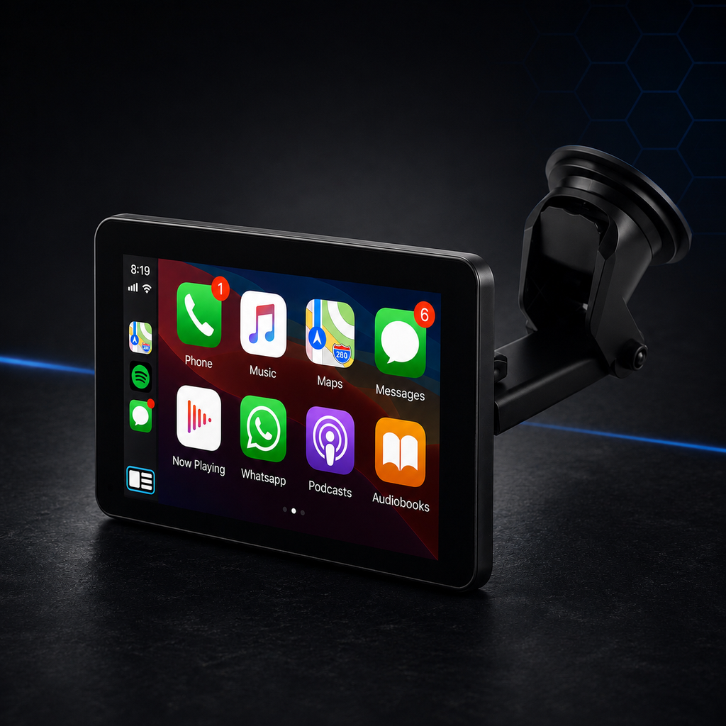 Monitor Auto Portabil 7″ Wireless Apple CarPlay & Android Auto – Ecran Multimedia Touch pentru Automobil