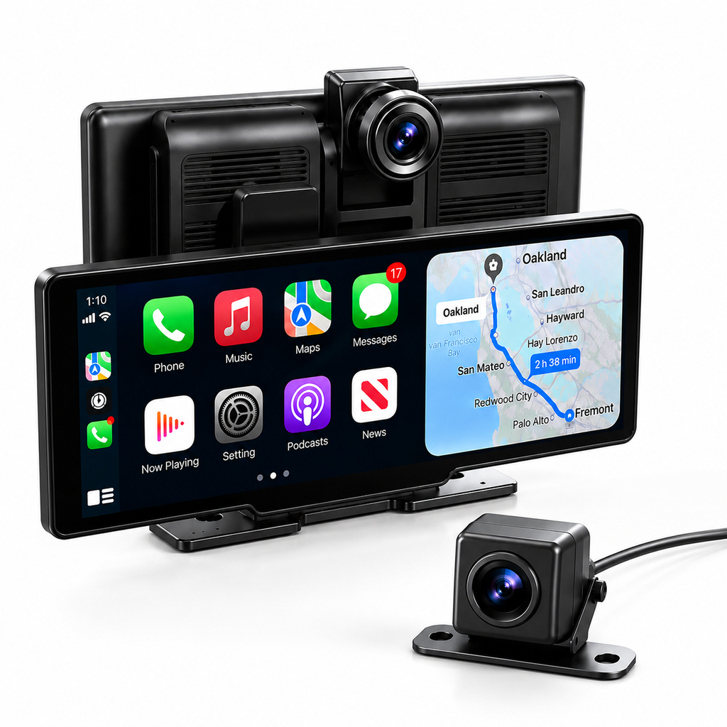 Navigație Universală Auto Wireless Apple CarPlay & Android Auto 10,26″, Navigație MultiMedia , Compatibilă cu Orice Automobil, Navigație, Muzică și Apeluri Hands-Free