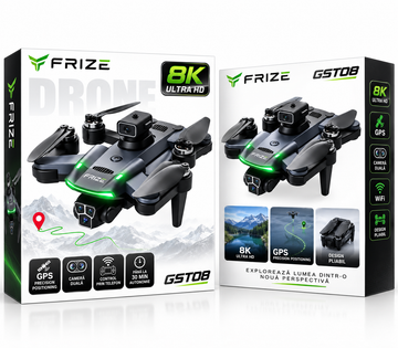 Dronă cu GPS și Cameră Duală 8K HD, WiFi FPV, Rază Control 3+ km, Telecomandă 6 Canale și Control prin Telefon - Albastru