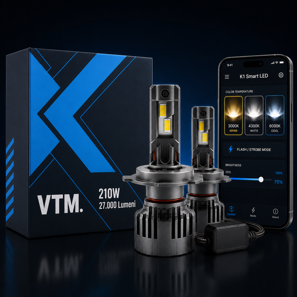 Becuri LED H7 Auto VTM 210W 27.000LM – Control prin Aplicație