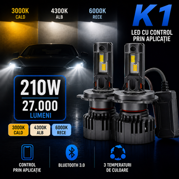 Becuri LED H7 Auto VTM 210W 27.000LM – Control prin Aplicație